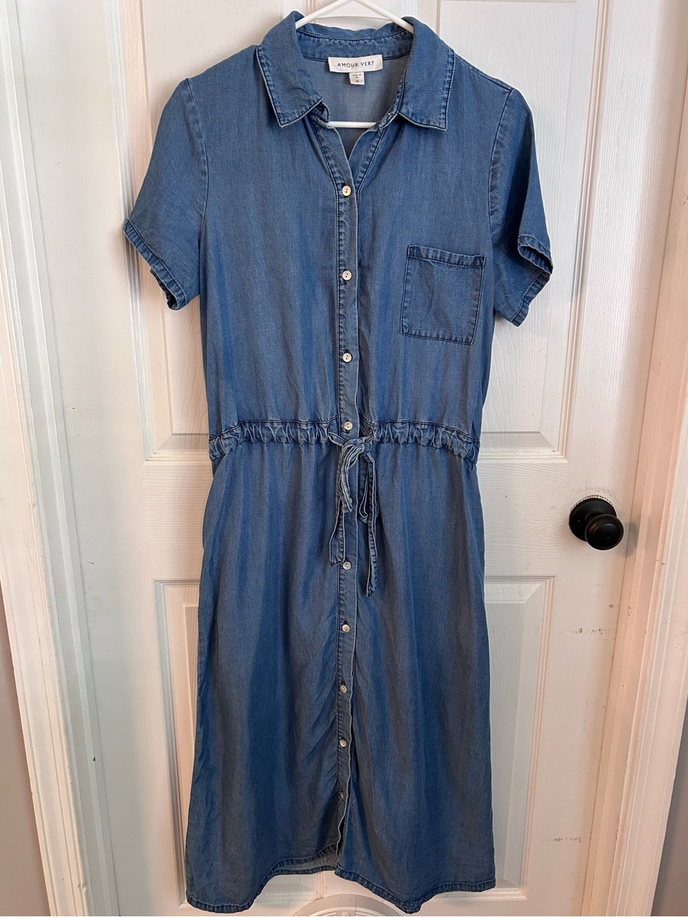 Amour Vert Anthropologie Denim Chambray Midi Shirt Dress Women’s Medium